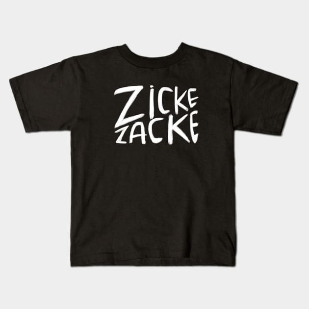 Funny German, Zicke Zacke Kids T-Shirt by badlydrawnbabe